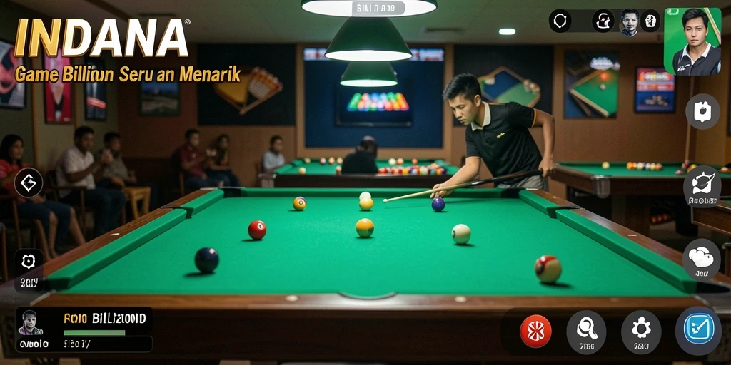 Tampilan antarmuka <strong>INDAAA</strong> yang menarik dengan fitur Billiard yang lengkap.