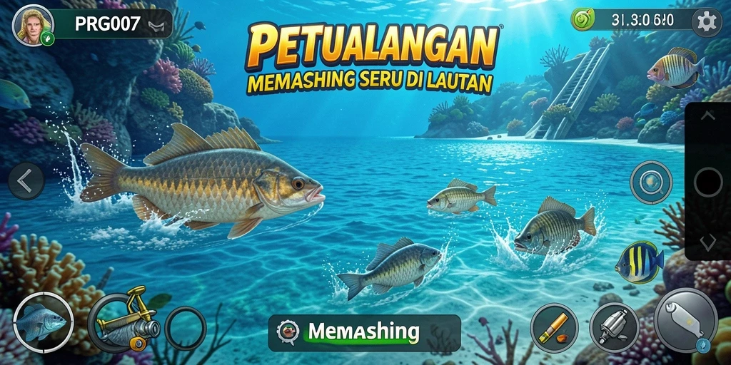 Screenshot PRG007 menampilkan antarmuka memancing yang menarik dan alami.